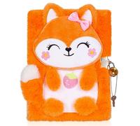 PinkSheep Diario del Zorro con Cerradura y Llaves, Diario del Zorro de Peluche para niños, Diario con Cerradura y 160 páginas rayadas para Escribir y Dibujar, Regalos de cumpleaños para niñas