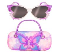 PinkSheep Gafas de sol para niña, bebé, niños, polarizadas gafas de sol con estuche, unicornio, ovalado, gatos, corazón, sirena, mariposa, gato blanco, protección UV401, mariposas, Talla única para
