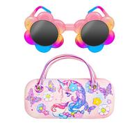 PinkSheep Gafas de sol para niña, bebé, niños, polarizadas gafas de sol con estuche, unicornio, ovalado, gatos, corazón, sirena, mariposa, gato blanco, protección UV401, flores, small
