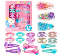 Pinksheep Juego de accesorios para el pelo de sirena para niñas pequeñas: 27 pinzas para el pelo de sirena para bebés Ariel, ponis de rizo, elásticos, juguete para el pelo para niñas pequeñas, disfraz