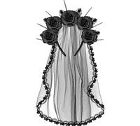 PinkSheep Velo Negro: Pendientes y Velo de Encaje para Halloween, Joyas y Regalos Espeluznantes para Mujeres