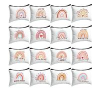 Pinkunn 16 Pcs Canvas Cosmetic Bag Bulk Inspirational Quotes Makeup Bags with Zipper Encouragement Travel Toiletry Pouch Appreciation Gift for Father's Day Graduation Summer Wedding(Rainbow)