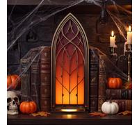 Pinkunn Rincón de libro con kit de luz con vela LED gótica de metal, sujetalibros, decoración para amantes de los libros, Halloween, regalos góticos para escritorio de oficina