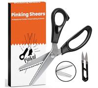 Pinkut Tijeras dentadas para corte de tela con asas acolchadas, tijeras dentadas, acero inoxidable afilado, tijeras en zigzag de 22 cm para costura, papel y manualidades con cortador de hilo