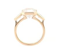 Pinky Anillo Promise con Moissanite Blanco Geométrico Oro Amarillo Regalo Mejor Amiga, Oro amarillo de 14 quilates, Moissanita