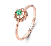 Pinky Anillos para mujer, anillo con forma de corona con piedra preciosa de oro amarillo de 9 quilates, regalos únicos para amigas y mujeres, H 1/2, Oro rosa de 18 quilates, Esmeralda