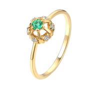 Pinky Anillos para mujer, anillo con forma de corona con piedra preciosa de oro amarillo de 9 quilates, regalos únicos para amigas y mujeres, H 1/2, Oro amarillo de 9 quilates, Esmeralda