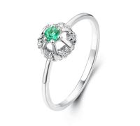Pinky Anillos para mujer, anillo con forma de corona con piedra preciosa de oro amarillo de 9 quilates, regalos únicos para amigas y mujeres, H 1/2, Oro blanco de 18 quilates, Esmeralda