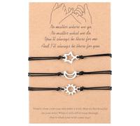 Pinky Promise - Pulsera a juego, 3 pulseras de amistad con diseño de sol, luna y estrella, regalo para mejor amiga, pulsera trenzada para mujer, joyería trenzada ajustable, regalo para mejor amiga
