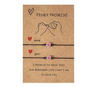 Pinky Promise - Pulsera para mujeres y hombres, cuentas de la suerte, corazón, parejas, adolescentes, niñas, amistad, mejores amigos, joyería que brilla en la oscuridad, Acrílico, No es una piedra