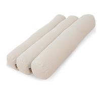 PinkZebra Juego de 3 almohadas para cama de 10 x 60 cm, de muselina, certificación GOTS, cojín de algodón, cojín cervical ÖkoTex, rollo de cama, cojín redondo, color beige