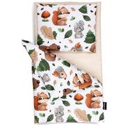 PinkZebra Juego de 3 ropa de cama para muñecas de 3 piezas, manta + almohada + colchón, de algodón para muñecas de hasta 43 cm, Öko-Tex Standard 100, aventuras en el bosque 1