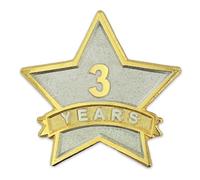 PinMart Año Service Award Star Reconocimiento Corporativo Pin de solapa chapado doble, 25 Paquete