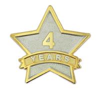 PinMart de 4 año Servicio Premio Star Corporate reconocimiento Doble bañado en Pines de Solapa