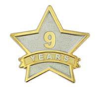 PinMart de 9 año Servicio Premio Star Corporate reconocimiento Doble bañado en Pines de Solapa