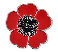 PinMart de Color Rojo y Negro Flores de Amapola Recuerdo conmemorativo día Enamel Lapel Pin