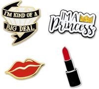 PinMart de Glam - Barra de Labios Princess Big Deal Labios Esmalte Solapa Pin Set