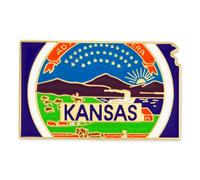 pinmart del Estado Forma de Kansas y Kansas bandera Pin de solapa