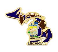 PinMart del Estado Forma de Michigan y Michigan Bandera Pin de Solapa