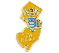 PinMart del Estado Forma de Nueva Jersey y Nueva Jersey Bandera Pin de Solapa