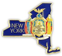 pinmart del Estado Forma de Nueva York y nueva York bandera Pin de solapa