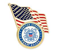 PinMart Emblema oficial de la Guardia Costera de Estados Unidos y pin de bandera de Estados Unidos, 1 Piezza, Metal, Sin gemas.
