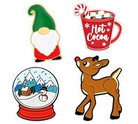 PinMart Joyería de Pin de solapa de Navidad, 4pc Pin Set, Metal, Sin gemas.