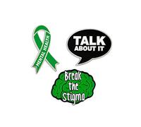 PinMart Mental Health Green Awareness Ribbon Break The Stigma - Juego de Pines esmaltados