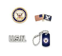 PinMart Pin de solapa con licencia oficial de la Marina de los Estados Unidos, 4pc Pin Set, Metal, Sin gemas.