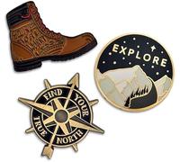 PinMart Pin de solapa de esmalte amante de la naturaleza al aire libre, 3pc Gift Set, Metal, Sin gemas.