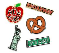 PinMart Pin de solapa de esmalte de recuerdo de Nueva York, Conjunto de 5, Esmalte
