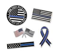 PinMart Pin de solapa de línea azul fina, 5pc Pin Set, Metal, Sin gemas.