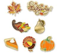 Pinmart Pin de solapa esmaltado de otoño de Acción de Gracias, 7pc Pin Set, Metal, Sin gemas.