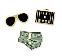 PinMart's Like A Boss Aviators - Juego de broches de solapa esmaltados para dinero en efectivo