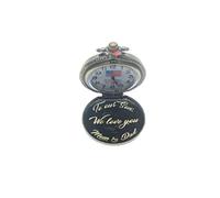 Pinnacle Awards Canada To Our Son We Love You Mom & Dad Reloj de bolsillo de grado ferroviario aprobado con grabado láser (estándar RR), Latón antiguo