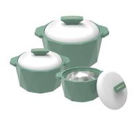Pinnacle - Cacerola aislada con tapa, juego de 3 piezas de 3/2/1 cuarto de galón. Calentador de alimentos caliente/enfriador - Cuenco térmico para servir sopa/ensalada - Recipiente de acero inoxidable