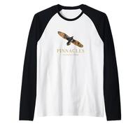 Pinnacles National Park California Cóndor Silueta Aves Camiseta Manga Raglan