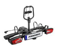 PINNAMAX EBike Portabicicletas para 2 bicicletas, soporte trasero plegable e inclinable para el enganche de remolque de hasta 60 kg, portabicicletas con protección antirrobo, luz trasera y soporte