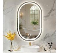 PINNIP Espejo Baño con Luz, LED Baño Espejo Ovalado 90 x 60 cm, Antivaho, Regulable 3 Colores Luz, Función Memoria, IP44, Vidrio Templado HD, Horizontal/Vertical