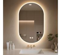 PINNIP Espejo Baño con Luz, LED Baño Espejo Ovalado 90 x 60 cm, Antivaho, Regulable 3 Colores Luz, Función Memoria, IP44, Vidrio Templado HD, Horizontal/Vertical