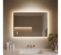 PINNIP Espejo Baño con Luz, LED Espejo Baño 60x80 cm, Antivaho, Regulable 3 Colores Luz, Función Memoria, IP44, Vidrio Templado HD, Horizontal/Vertical