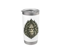 Pino Bigfoot | Retro Sasquatch Bosque Naturaleza Cara Vaso térmico de acero inoxidable de doble pared