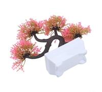 Pino bonsái artificial para decoración de esquina o mesa auxiliar con proporción armoniosa y forma (árbol rosa)