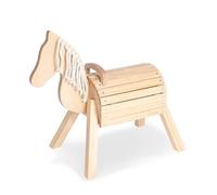 PINOLINO Caballo de Madera Nelli, Caballo de Juego de Abedul y Abeto, Lacado Transparente, Caballo de equitación con Espacio de Almacenamiento, Pony de Madera con Melena de algodón, 70 x 33 x 55 cm