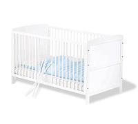 Pinolino Cama de bebé Viktoria, para colchón de 70 x 140 cm, 3 Barras extraíbles, parcialmente Maciza, Blanca, Convertible en Cama de Adolescente, Regulable en Altura