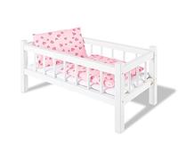 Pinolino Cama para muñecas annika muñecas de madera con barra de dosel para niñas de 2 a 9 años, color blanco (1 paquete)