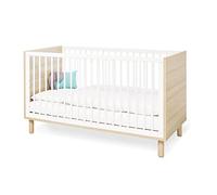 PINOLINO Cuna Flow con 3 peldaños y somier de láminas de altura ajustable, fresno y liso, color blanco