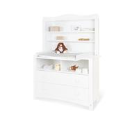 PINOLINO Florentina - Cambiador extraancho, color blanco | Cómoda grande para bebé con estante y cambiador extraíble, 2 cajones y mucho espacio de almacenamiento