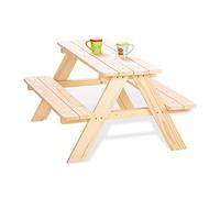 Pinolino Nicki para 4 niños Juego de Asientos Mesa de Picnic niños - Muebles de jardín de Madera Maciza para niños a Partir de 2 años, Madera Natural, Durable, Seguro, sostenible