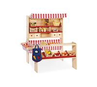 Pinolino Puesto de Mercado 'Lucy', Madera Maciza, Especialmente Estable, el mostrador se Puede Montar a la Derecha o a la Izquierda, para niños a Partir de 2 años, Rojo